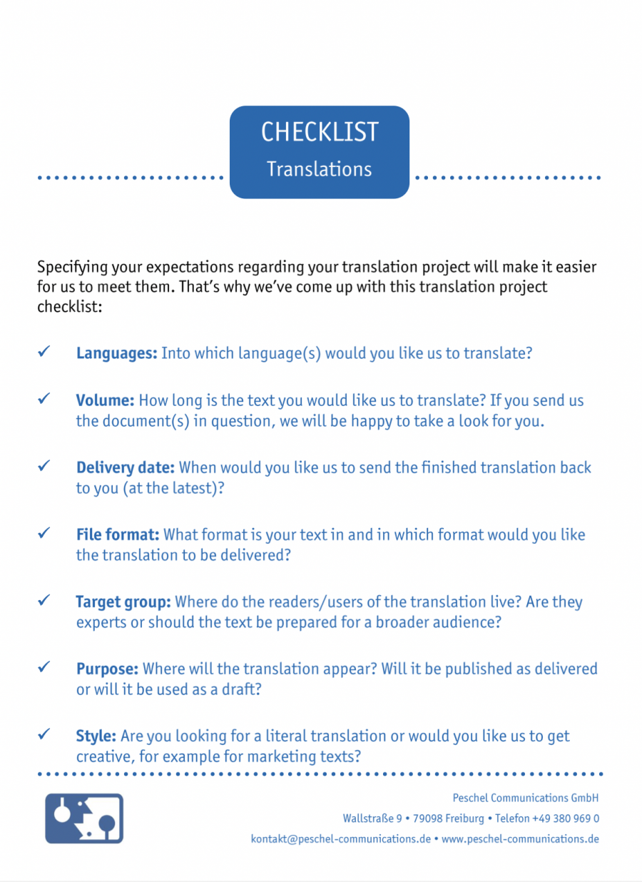 Checklist Translating